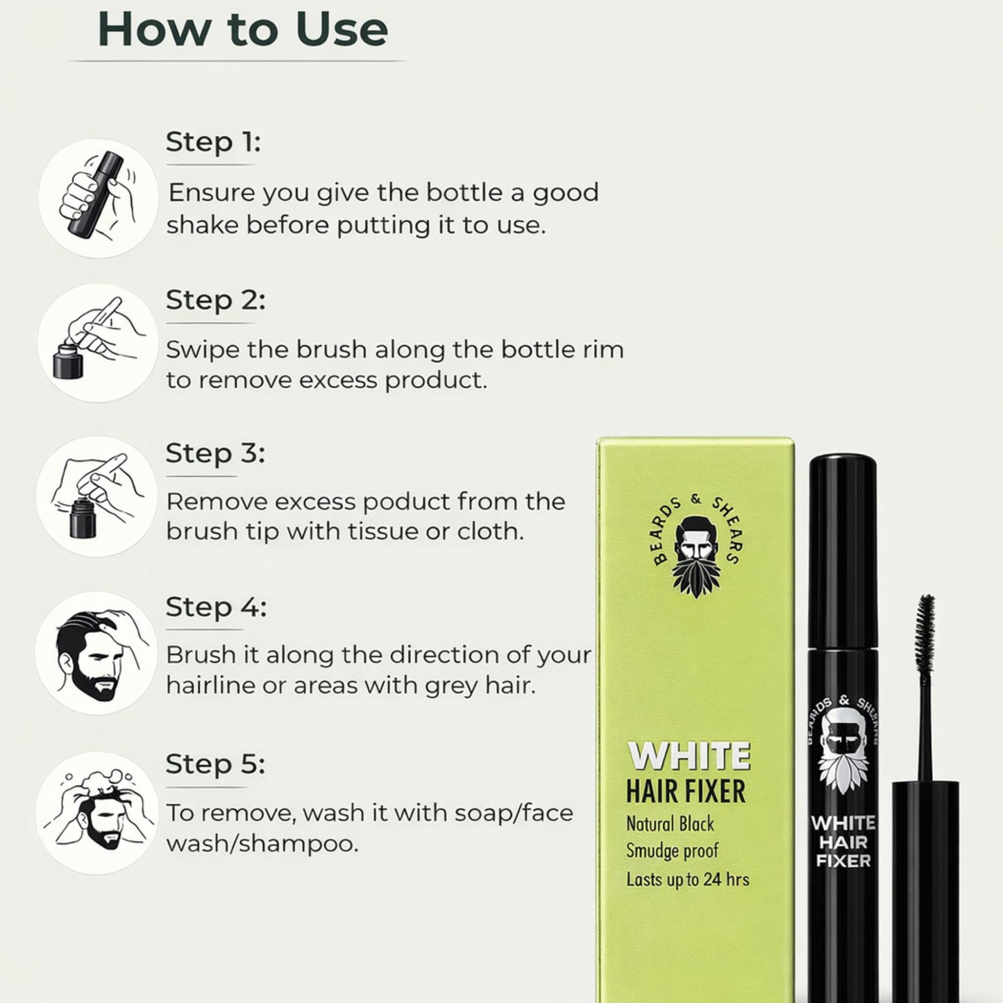 Instant White Hair Fix Stick for Men | Beard + Head Grey Coverage in 10 Seconds