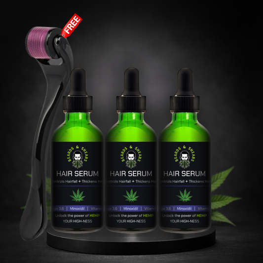 Hair Growth Serum for Men | Minoxidil Hair Regrowth Treatment | Controls Hair Fall | Hemp & Ayurvedic Herbs | Pack Of 3