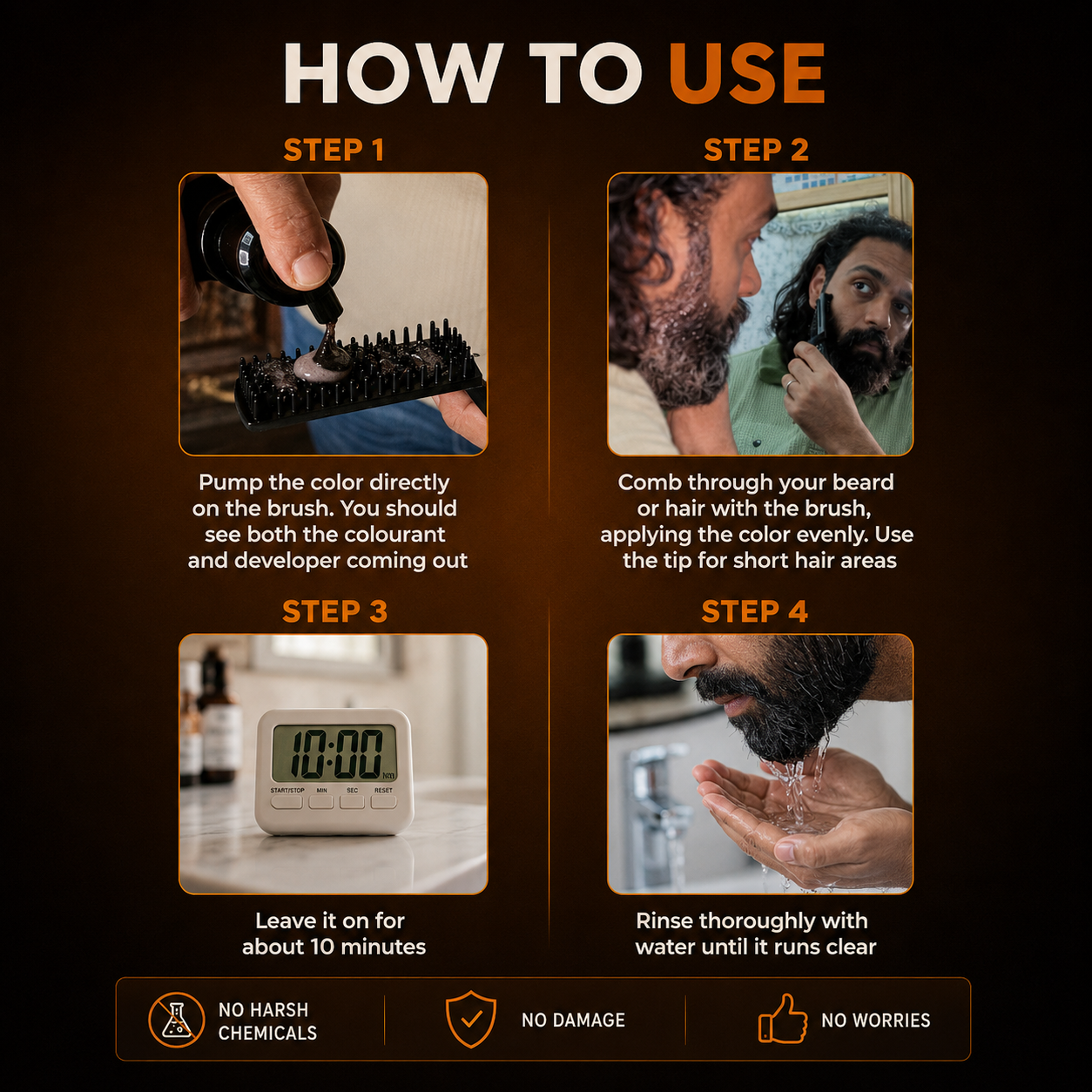 Instant Hair Color For Beard & Scalp | Last 30 Days