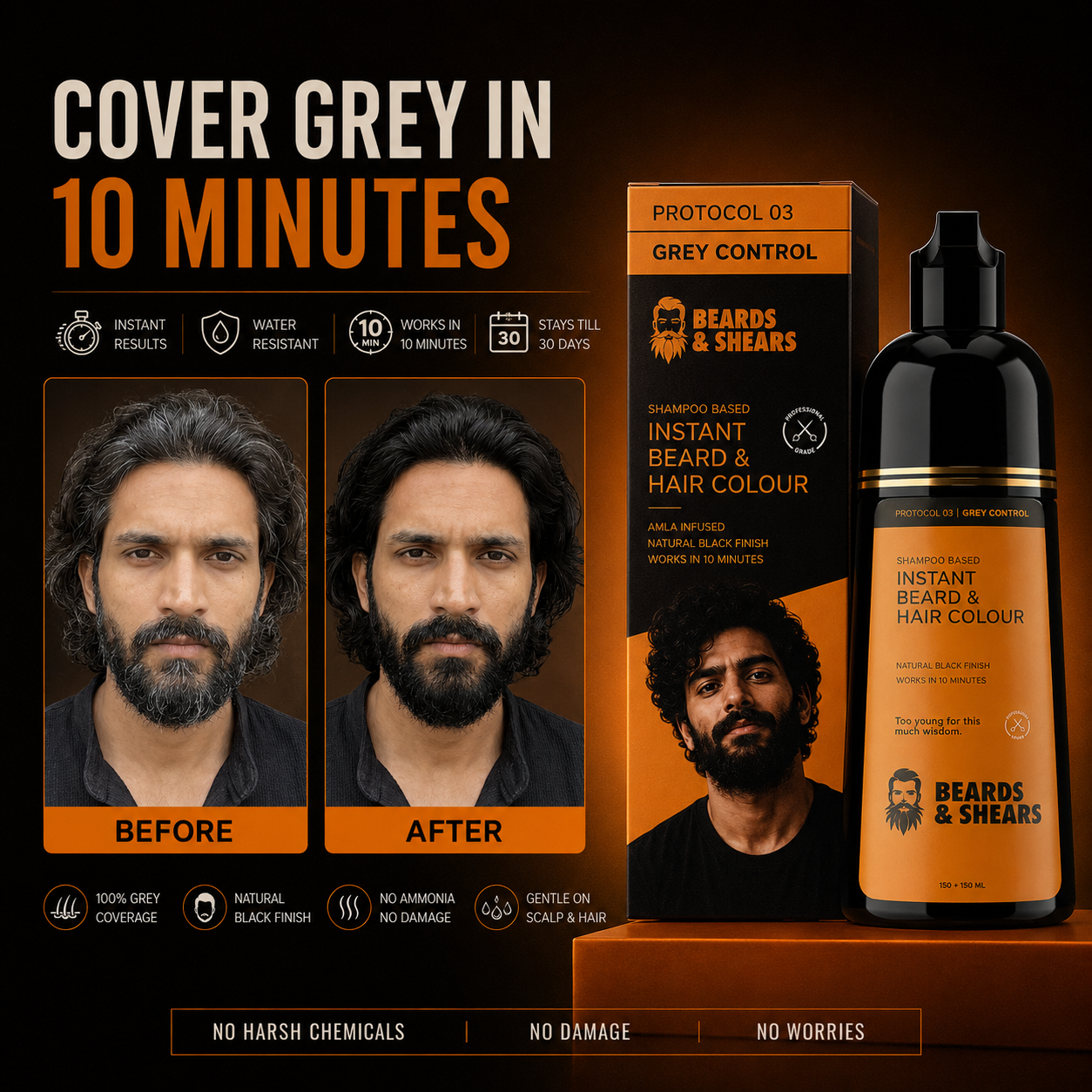 Instant Hair Color For Beard & Scalp | Last 30 Days